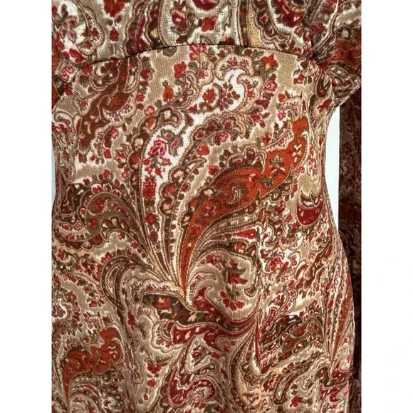 Y2K Self Esteem Paisley Asymmetrical Babydoll Top Size L Fairy Grunge Flare Slee - Picture 2 of 10